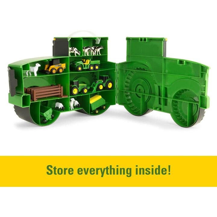 John Deere Vehicle Toy Set for Kids with Carry Case