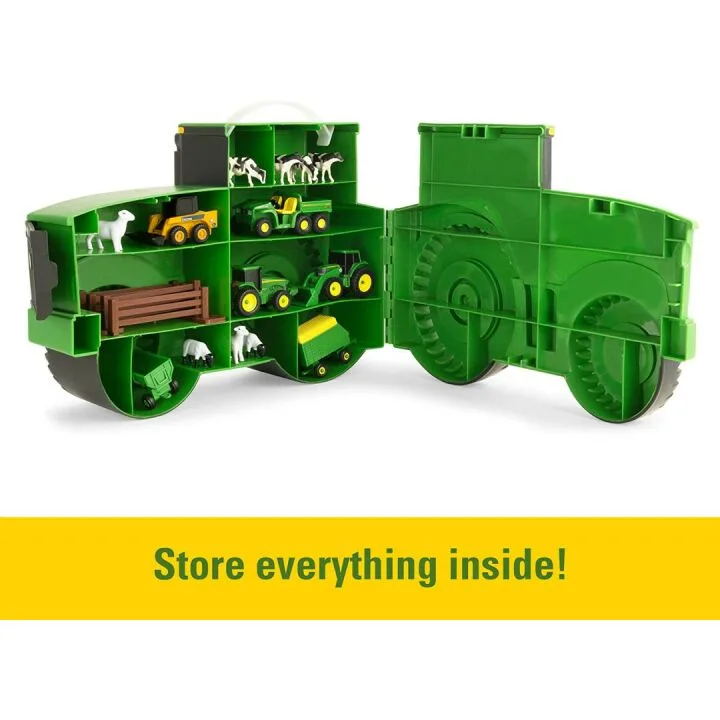 John Deere Vehicle Toy Set for Kids with Carry Case