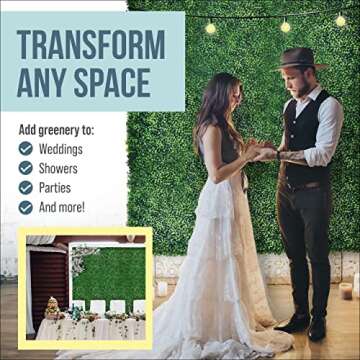 CREATIVE SPACE Grass Wall Panels Artificial Plants Wedding Backdrop 12 PCS 20 x 20 Inch Boxwood Panels Privacy Hedge Screen for Indoor Outdoor Garden Wall Decor Bedroom