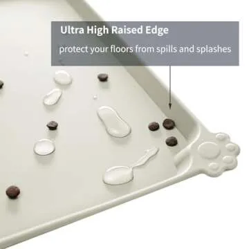 Reopet Waterproof Pet Feeding Mat with High Raised Edges, Heavier and Thicker Placemats for Cat Dog Water Bowl with BPA Free, Dogs Cats Food Mats for Messy Drinkers to Prevent Spill and Protect Floors