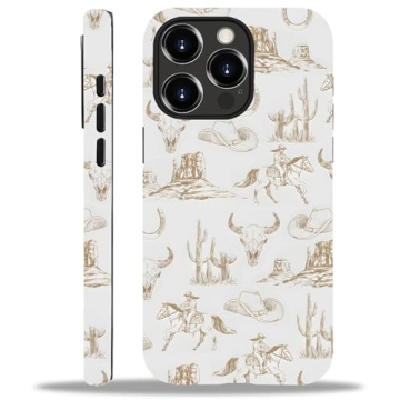 Chic Brown Western Cowboy Phone Case for iPhone 15 Pro - Durable & Cute