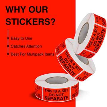 This is a Set Do Not Separate Labels (1in. X 2in. - 500/Roll), FBA Packing Labels, Red Orange, 2 Rolls - Total 1,000 Labels