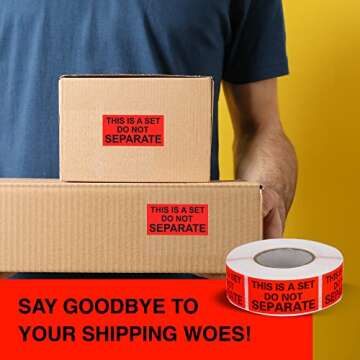 This is a Set Do Not Separate Labels (1in. X 2in. - 500/Roll), FBA Packing Labels, Red Orange, 2 Rolls - Total 1,000 Labels