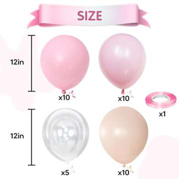 Pink Beige Balloons, 12 inch Pink Cream Clear Balloon, Light Pink Pastel Pink Balloons with Transpar...