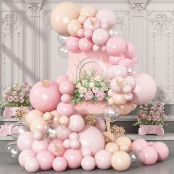 Pink Beige Balloons, 12 inch Pink Cream Clear Balloon, Light Pink Pastel Pink Balloons with Transparent Balloons for Girl Baby Shower Wedding Birthday Gender Reveal Bridal Shower Decorations