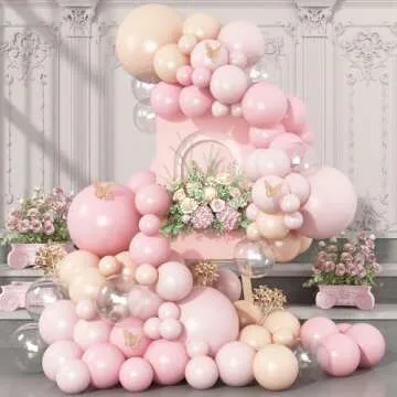 Pink Beige Balloons, 12 inch Pink Cream Clear Balloon, Light Pink Pastel Pink Balloons with Transparent Balloons for Girl Baby Shower Wedding Birthday Gender Reveal Bridal Shower Decorations