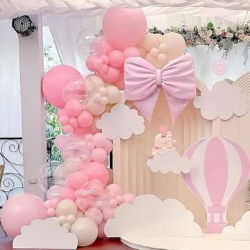 Pink Beige Balloons, 12 inch Pink Cream Clear Balloon, Light Pink Pastel Pink Balloons with Transparent Balloons for Girl Baby Shower Wedding Birthday Gender Reveal Bridal Shower Decorations