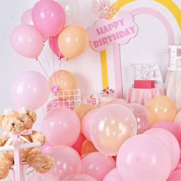 Pink Beige Balloons, 12 inch Pink Cream Clear Balloon, Light Pink Pastel Pink Balloons with Transparent Balloons for Girl Baby Shower Wedding Birthday Gender Reveal Bridal Shower Decorations