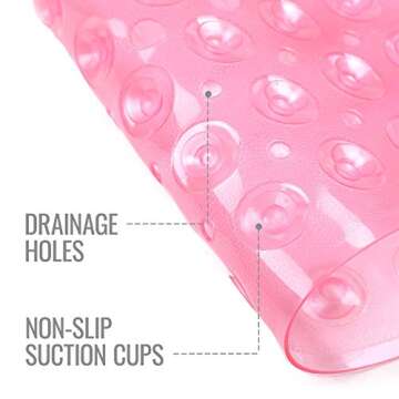 HealthSmart Bath Mat Extra Large No Slip Shower & Bathtub Mat with Suction Cups and Drain Holes for ...