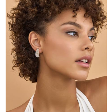 Pearl Hoop Earrings for Women, Trendy 14K Gold Plated Round Pearl Cuff Hoop Earrings Hypoallergenic Statement Earrings Jewelry for Her