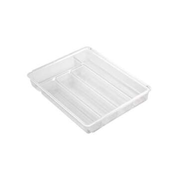 iDesign Linus Expandable Kitchen Drawer Organizer for Silverware, Spatulas, Gadgets - Clear