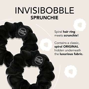 invisibobble Sprunchie Spiral Hair Ring - True Black- 2 Pack - Scrunchie Stylish Bracelet, Strong El...