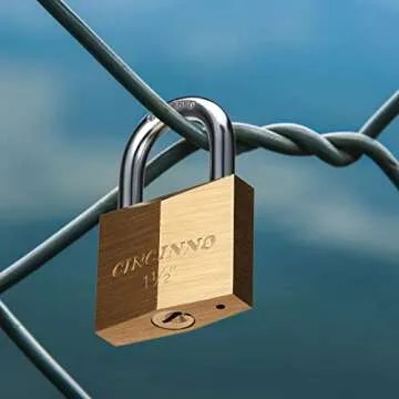 CINCINNO Solid Brass Padlock with Key, Key Lock with 1-9/16" Wide Body, 2 Pack Keyed Alike Locker Lock with Key