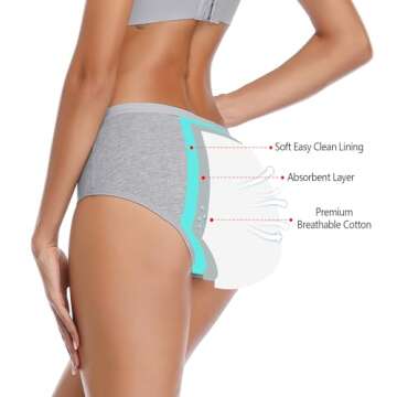 JojoQueen Period Panties for Women Ladies Cotton Underwear Soft Stretch Briefs Plus Size Menstrual P...