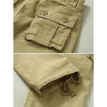 AKARMY Womens Cargo Pants with Pockets Outdoor Casual Ripstop Camo Military Combat Construction Work Pants 2039 Khaki
