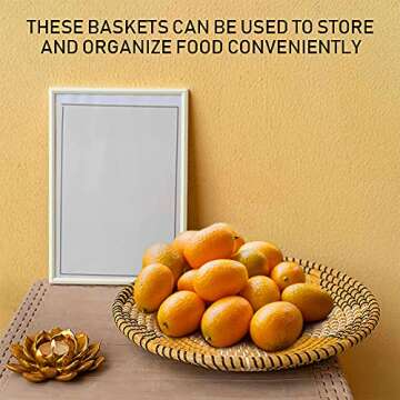 Handmade Hanging Woven Wall Basket Decor Set of 3, Wicker Wall Decor, Seagrass Woven Basket Wall Decor, Wicker Baskets, Rattan Wall Decor for Boho Wall Art, Round Wicker Decorative Tray