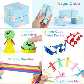 FiGoal 52 PCS Sensory Fidget Toys Set with Storage Box, Mini Poppet Figit Toys for Adults Kids ADHD, Birthday Party Favors, Classroom, Goodie Bag Fillers, Valentine's Party Supplies