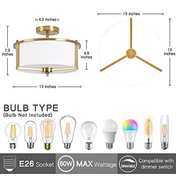 Bargeni Semi Flush Mount Ceiling Light for Modern Homes