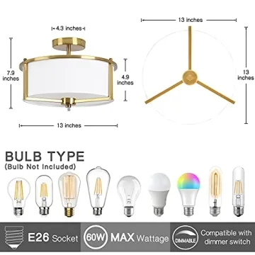 Bargeni Semi Flush Mount Ceiling Light for Modern Homes