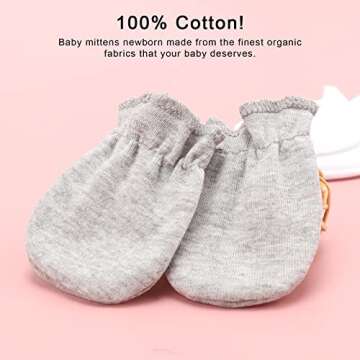 BQUBO Newborn Mittens Hypoallergenic Cotton for 0-6 Months