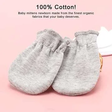 BQUBO Newborn Mittens Hypoallergenic Cotton for 0-6 Months