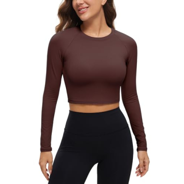 CRZ YOGA Women's Long Sleeve Crop Top Soft Breathable