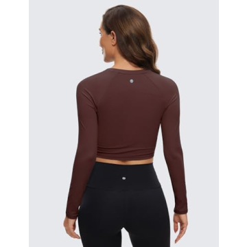 CRZ YOGA Women's Long Sleeve Crop Top Soft Breathable