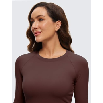 CRZ YOGA Women's Long Sleeve Crop Top Soft Breathable