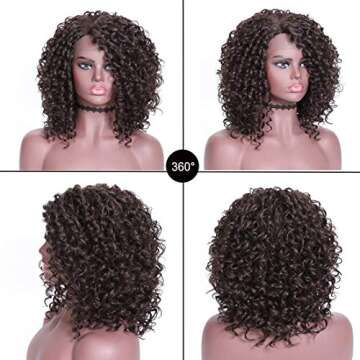 Donmily Hair Afro Kinky Curly Brown Synthetic Wigs Machine Made Wigs For Black Women Heat Resistant with Cap Replacement Wigs 16 inch (16, Brown)