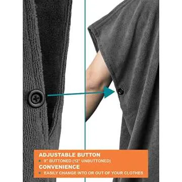 SUN CUBE Surf Poncho Changing Robe with Hood, Thick Quick Dry Microfiber Wetsuit Changing Towel for Surfing Beach Swim Outdoor Sports Men, Absorbent Wearable Towel Cover Up with Pocket, Gray