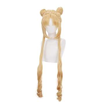 Ani·Lnc Long Curly Cosplay Wig+2 Ponytais High Temperature Fiber Synthetic Hair