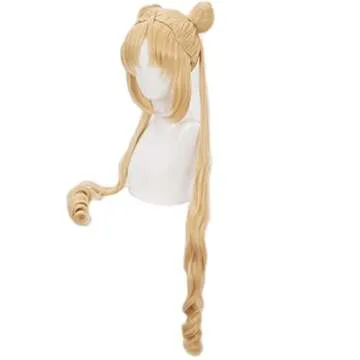 Ani·Lnc Long Curly Cosplay Wig+2 Ponytais High Temperature Fiber Synthetic Hair