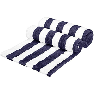 Amazon Basics 100% Cotton Cabana Stripe Towels in 2-Pack