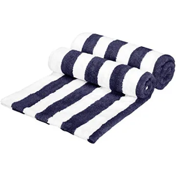 Amazon Basics 100% Cotton Cabana Stripe Towels in 2-Pack