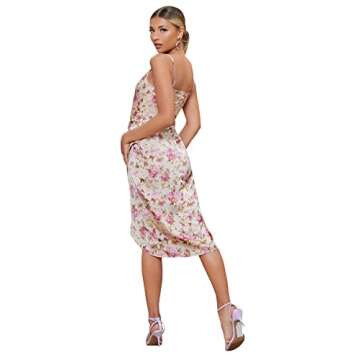 Floerns Floral Print Cowl Neck Sleeveless Dress for Parties