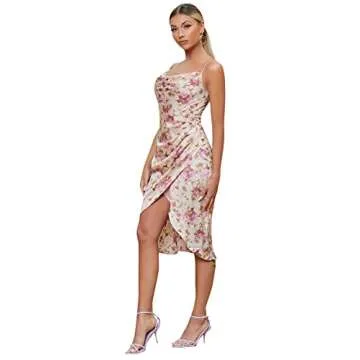 Floerns Floral Print Cowl Neck Sleeveless Dress for Parties