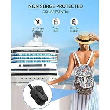 Travel Essentials BEVA Travel Power Strip with USB C Ports, Non Surge Protector with 4FT Travel Extension Cord, 2 Outlets 3 USB Ports, Cruise Ship Essentials Travel Accessories(3.4A Charge Black)