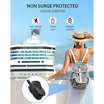 Travel Essentials BEVA Travel Power Strip with USB C Ports, Non Surge Protector with 4FT Travel Extension Cord, 2 Outlets 3 USB Ports, Cruise Ship Essentials Travel Accessories(3.4A Charge Black)