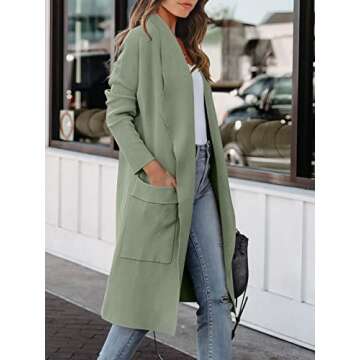 ANRABESS Women's Long Cardigan Sweater 2025 Fall Fashion Casual Oversized Knit Open Front Coatigan Jacket Coat Trendy Outfits Olive Large
