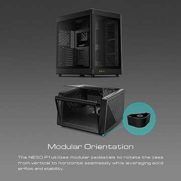 GAMDIAS RGB Dual-Chamber Panoramic Tempered Glass Gaming PC Case with Modular Orientaton and One-Tou...