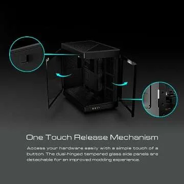 GAMDIAS RGB Dual-Chamber Panoramic Tempered Glass Gaming PC Case with Modular Orientaton and One-Touch Release Mechanism, Computer Case