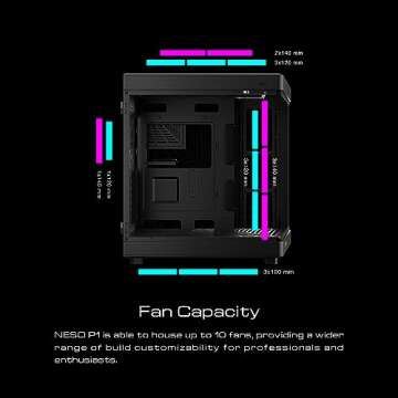 GAMDIAS RGB Dual-Chamber Panoramic Tempered Glass Gaming PC Case with Modular Orientaton and One-Touch Release Mechanism, Computer Case