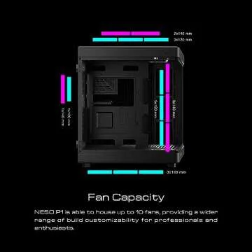 GAMDIAS RGB Dual-Chamber Panoramic Tempered Glass Gaming PC Case with Modular Orientaton and One-Touch Release Mechanism, Computer Case