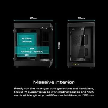 GAMDIAS RGB Dual-Chamber Panoramic Tempered Glass Gaming PC Case with Modular Orientaton and One-Touch Release Mechanism, Computer Case