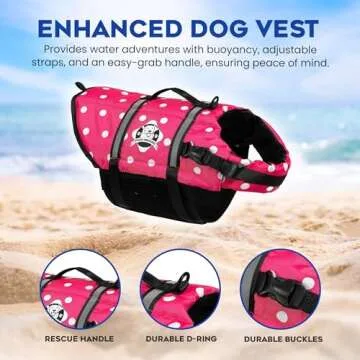 Paws Abroad Dog Life Jacket - Keep Your Canine Safe with a Neoprene Life Vest for Swimming and Boating - Available in Different Sizes, Color and Design to Choose - Pink and White Polka Dot - X-Small