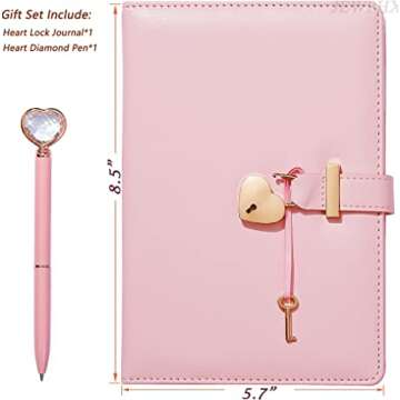 Heart Shape Lock Diary & Diamond Pen Set