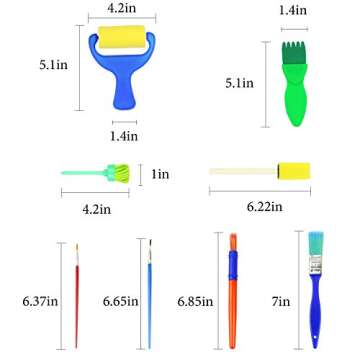 Kids Early Learning Sponge Painting Brushes Kit, 42 Pieces Sponge Drawing Shapes Paint Craft Brushes for Toddlers Assorted Pattern, Including Children Waterproof Art Painting Smock Apron