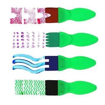 Kids Early Learning Sponge Painting Brushes Kit, 42 Pieces Sponge Drawing Shapes Paint Craft Brushes for Toddlers Assorted Pattern, Including Children Waterproof Art Painting Smock Apron