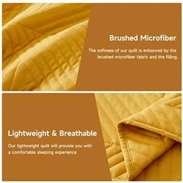 Lavsiry Queen Mustard Quilt for All Seasons Bedding