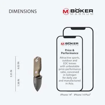 Boker Magnum Lil Friend Micro - Small Fixed Blade Neck Knife with Sheath, 1.38 Inch, 440A Stainless Steel Blade, G10 Handle (02SC743) -Lightweight, Compact EDC Knife, Multi-Color